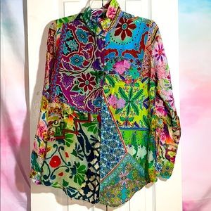 Johnny was colorful blouse